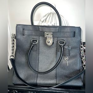 Michael Kors Black Leather Hamilton Tote